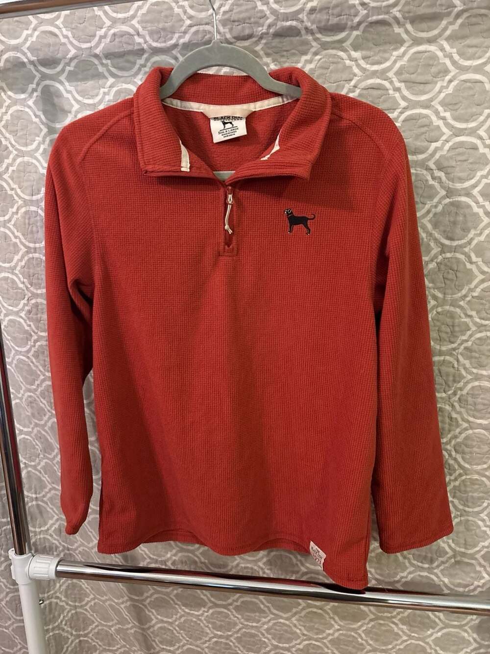 Black Dog Outfitters Red Waffle Knit Quarter Zip Pullover Size XL